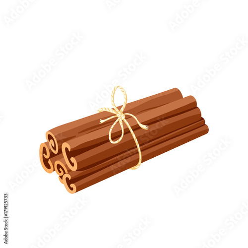 Spice for health. Heap of cinnamon sticks. Vector illustration cartoon flat icon isolated on white.