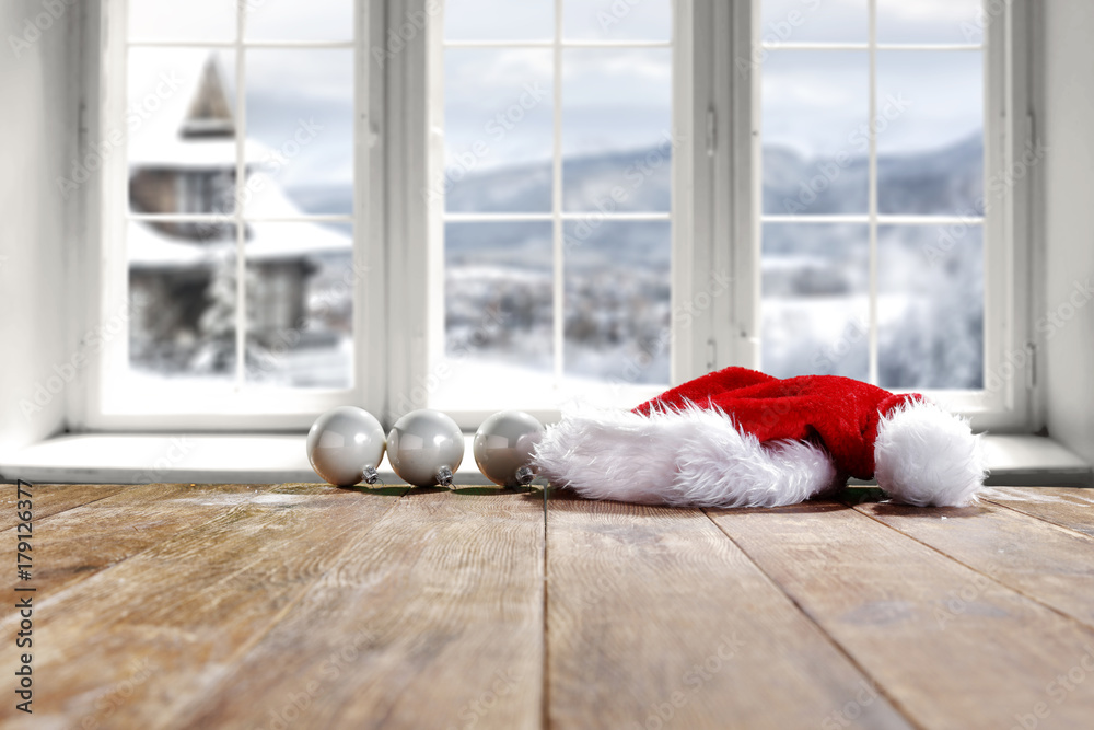 Fototapeta premium desk and winter window 