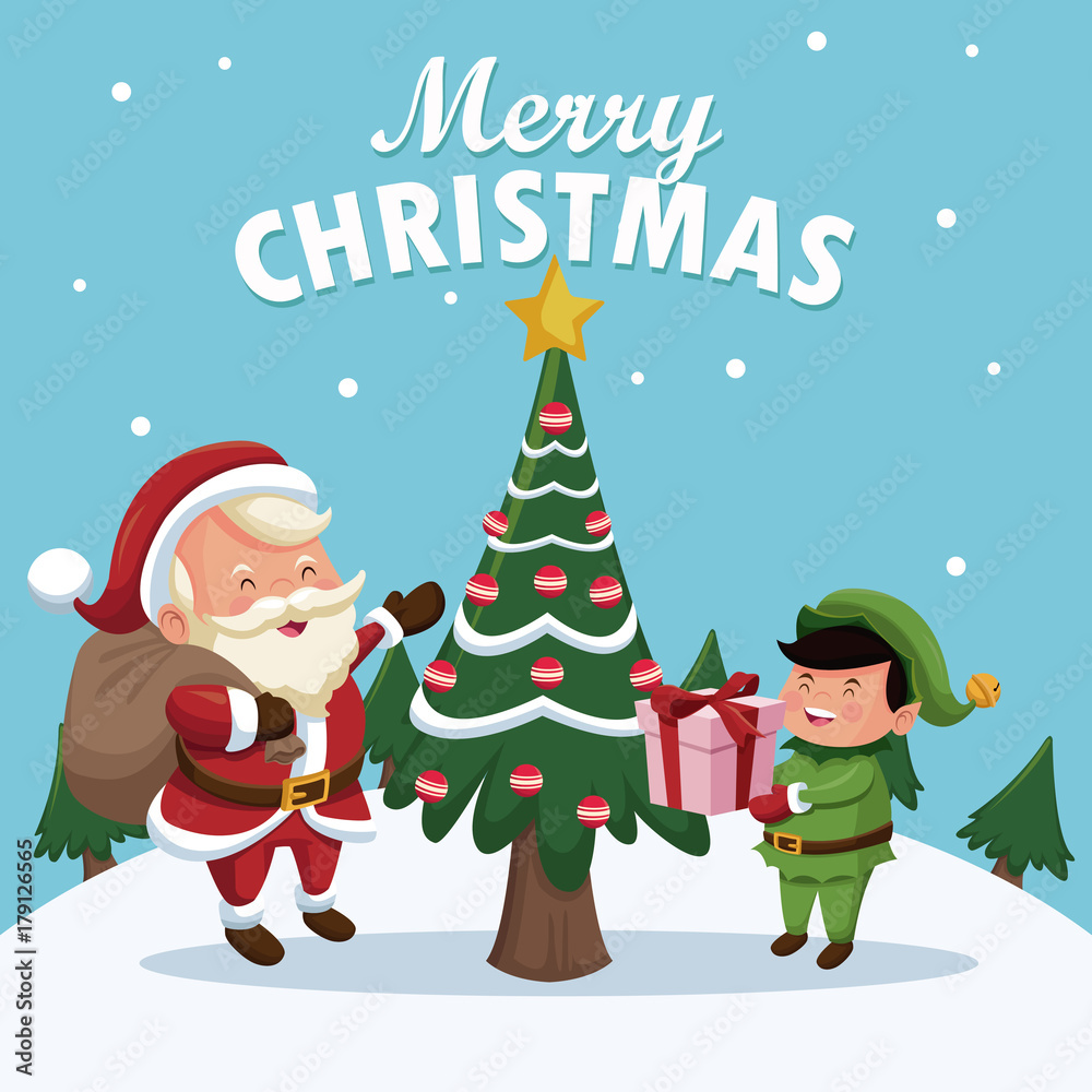 Merry christmas cartoon icon vector illustration graphic design Merry christmas cartoon icon vector illustration graphic design
