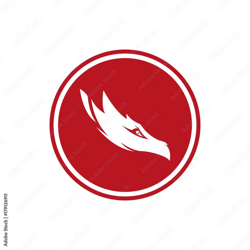 head of dragon logo design vector illustration in elegant modern flat style head of dragon logo design vector illustration in elegant modern flat style