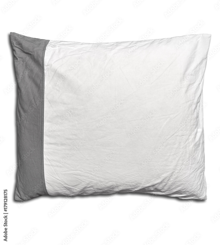 Gray and white pillow of an bed isolated Gray and white pillow of an bed isolated