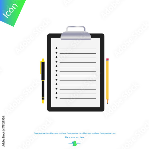 Clipboard pencil and pen vector icon