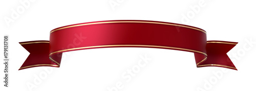 Red ribbon banner with gold border - arc up and wavy ends