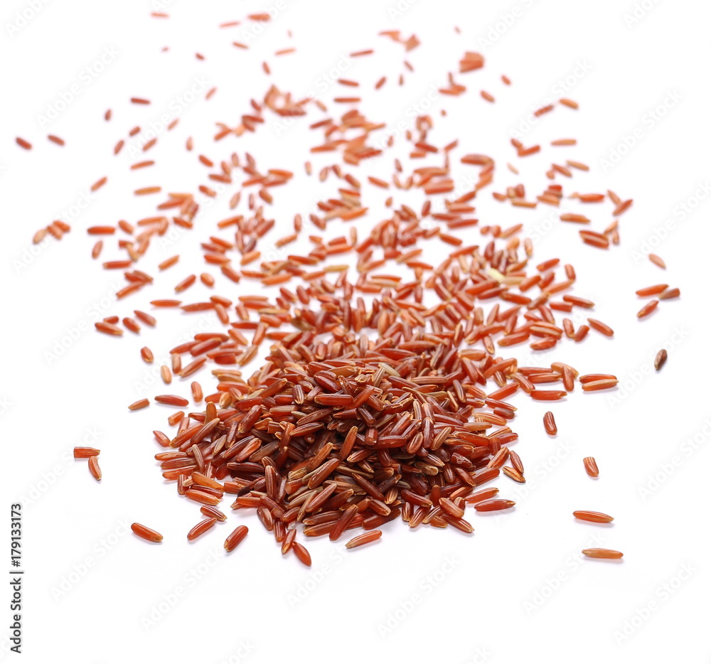Red wild rice pile isolated on white background Red wild rice pile isolated on white background