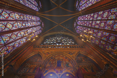 Interior view from Saint Chapelle in Paris and its beautiful design