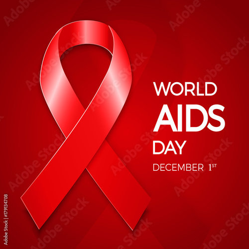 Aids Awareness. World Aids Day concept on red background. Vector illustration