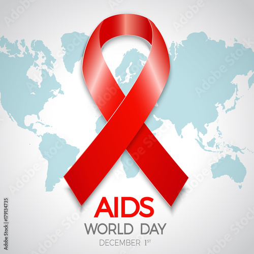 Aids Awareness Red Ribbon. World Aids Day concept. Vector Illustration
