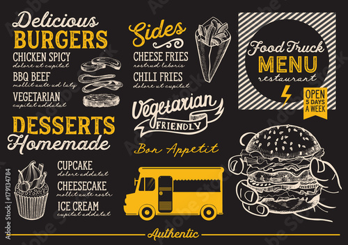 Food truck menu template.