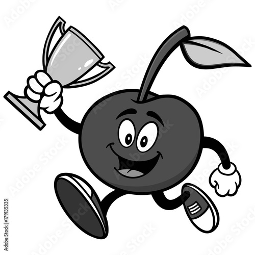 Cherry Running with Trophy Illustration