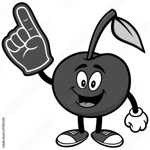 Cherry with Foam Finger Illustration
