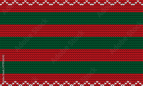 Knitting new year template with red and green striped background