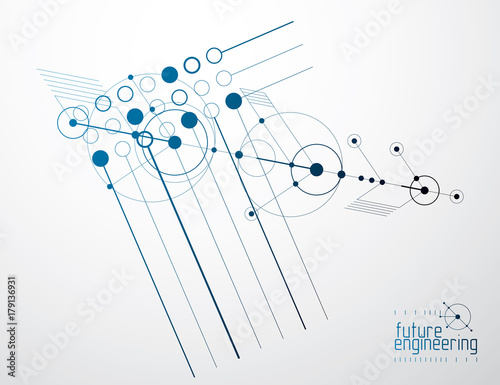 Mechanical engineering technology vector abstract background  cybernetic abstraction with innovative industrial schemes.