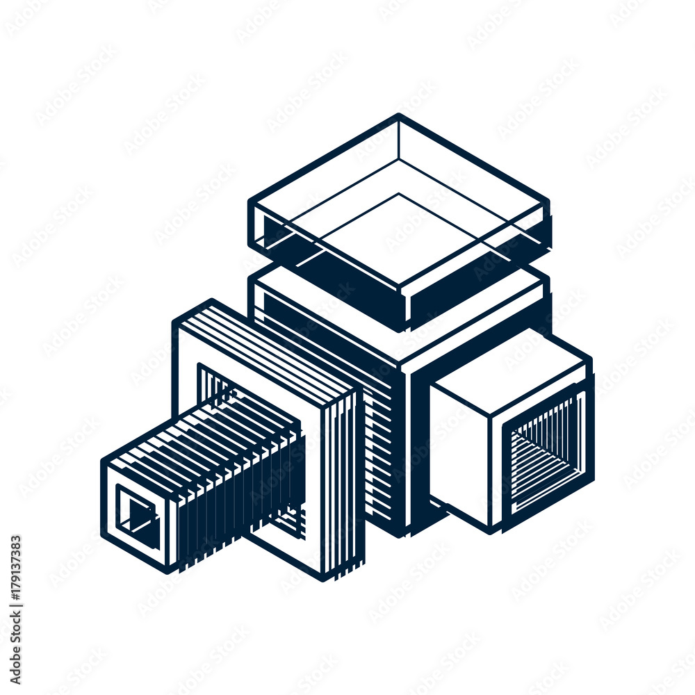 3D engineering vector, abstract shape made using cubes and geometric forms. 3D engineering vector, abstract shape made using cubes and geometric forms.