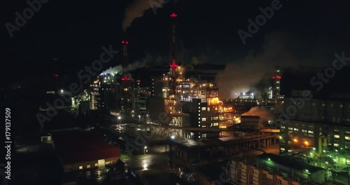 Wallpaper Mural Night aerial shot of  the oil refinery. Lots of lights. Industrial areal.  Torontodigital.ca