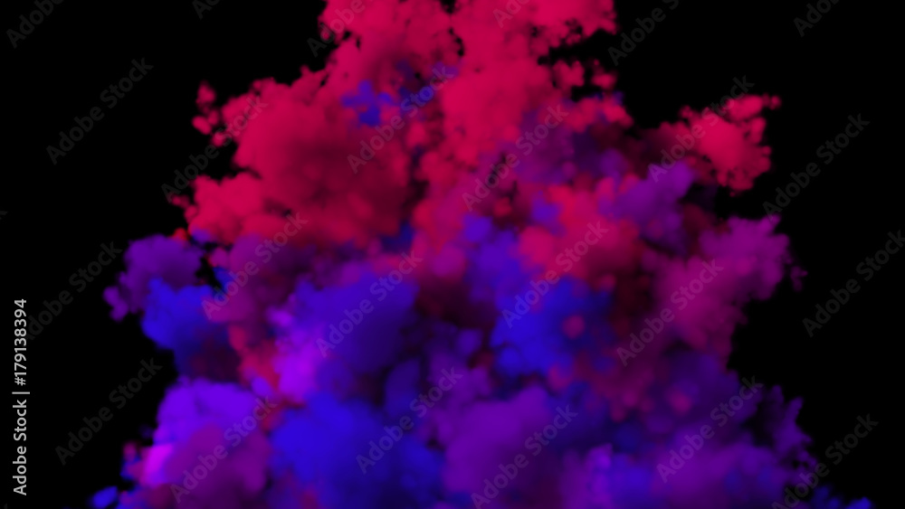 Colorful smoke on dark background. 3d rendering