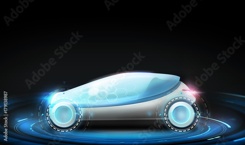 futuristic concept car over black background