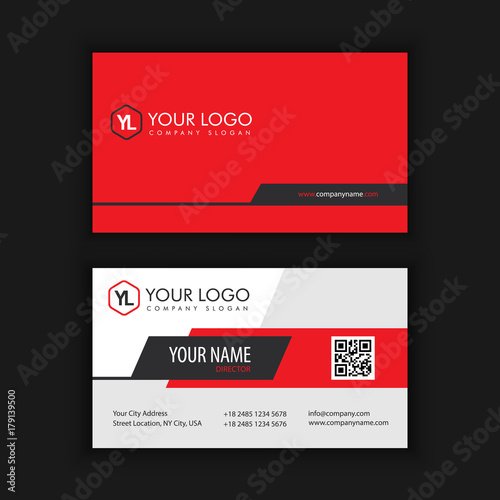 Modern Creative and Clean Business Card Template with Red Black color