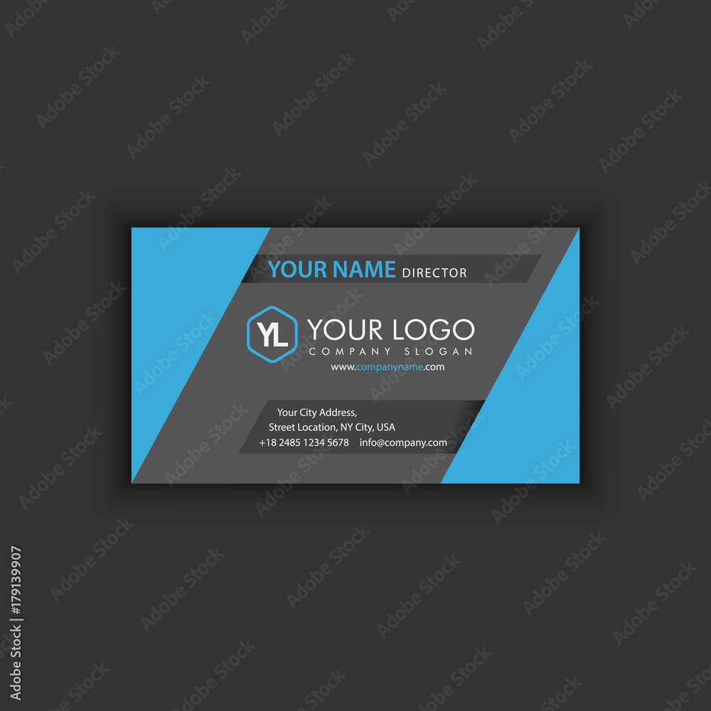 Fototapeta premium Modern Creative and Clean Business Card Template with blue dark color