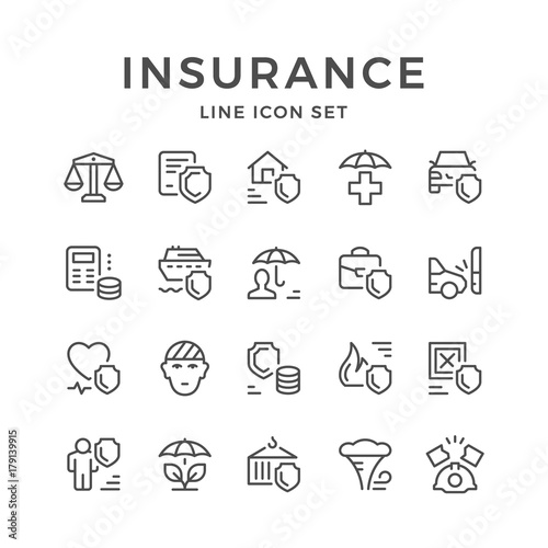 Set line icons of insurance