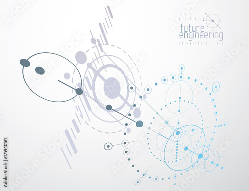 Mechanical engineering technology vector abstract background  cybernetic abstraction with innovative industrial schemes.
