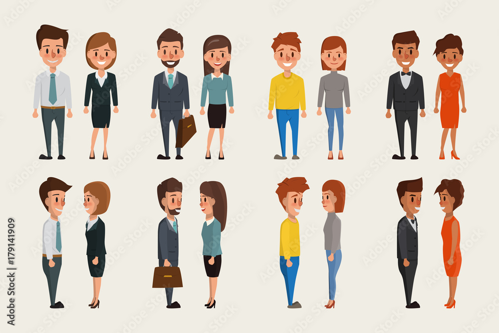 Group of business men and business women standing character. People character vector design.