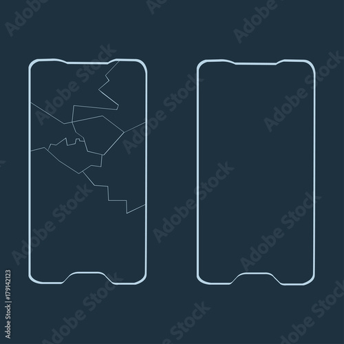 Vector screen protector film or glass cover. Screen protect Glass