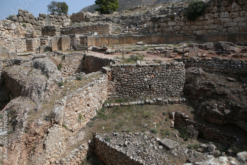 Ruins of Mycenae city, Mikines, Peloponnese, Greece photo