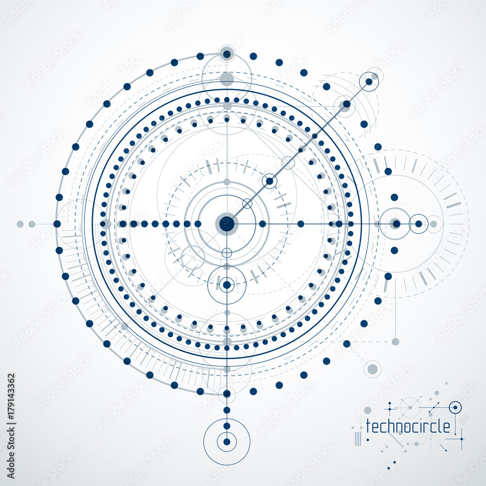 Engineering technological vector wallpaper made with circles and lines. Modern geometric composition can be used as template and layout. Abstract technical background. Engineering technological vector wallpaper made with circles and lines. Modern geometric composition can be used as template and layout. Abstract technical background.