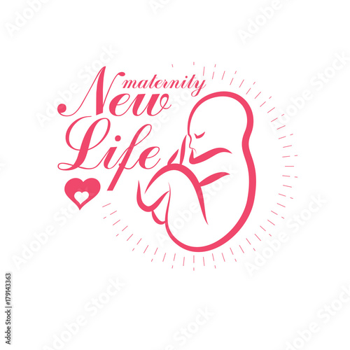 Human fetus hand-drawn vector illustration isolated on white. New life conceptual symbol. Pregnancy assistance center promotion mock up
