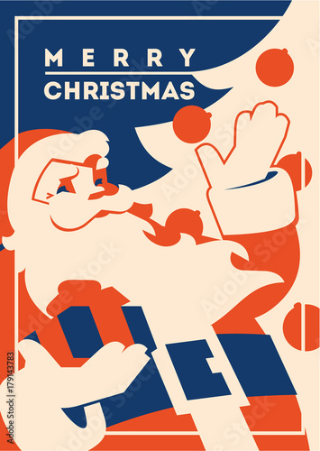 Santa claus with beard minimalistic vector illustration