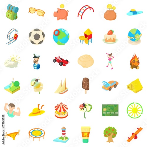 Holiday icons set, cartoon style