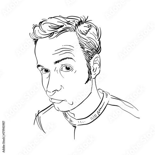 Graphic vector hand-drawn illustration of cheater, phony guy portrait. People face expressions.