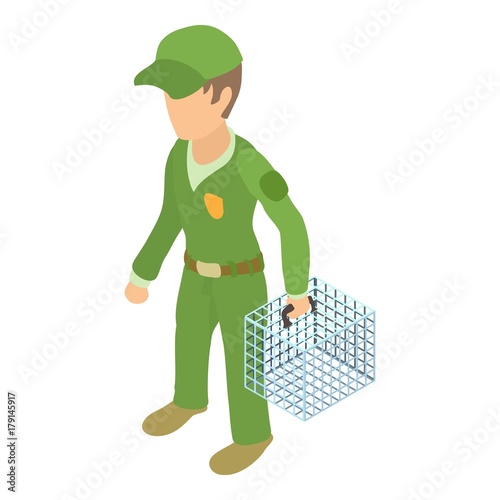 Dog catcher icon, isometric 3d style