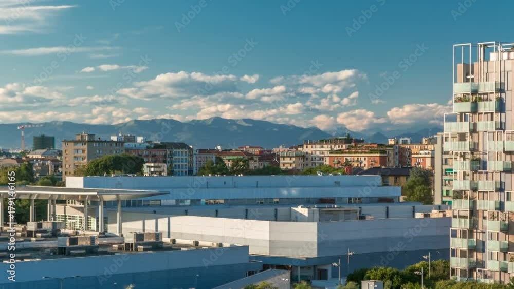 Modern buildings in the new area of Portello timelapse, Milan, Italy