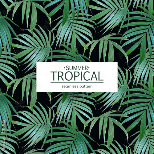 Vector Tropical palm leaves seamless pattern. Floral exotic Hawaiian background. Banana leaf. Hand drawn jungle plants. Ideal for fabric,wallpaper,wrapping paper, textile, bedding,t-shirt print. © yana2607