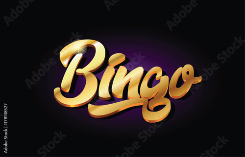 bingo 3d gold golden text metal logo icon design handwritten typography