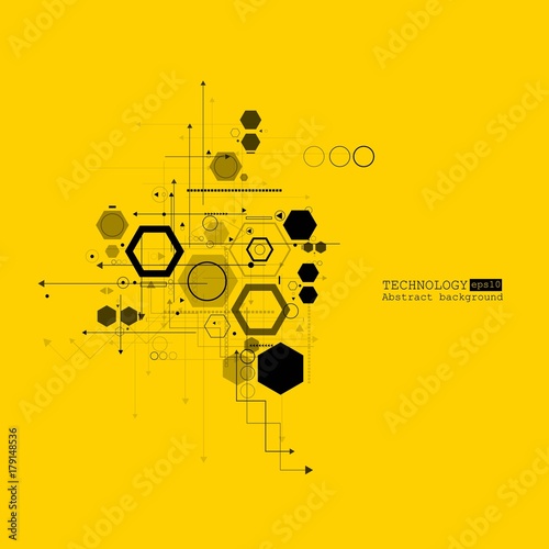 Abstract technological background with various technological elements. Structure pattern technology backdrop. Vector