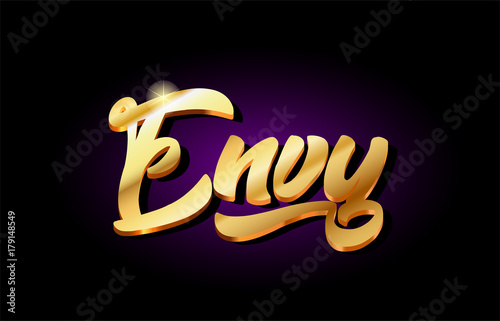 envy 3d gold golden text metal logo icon design handwritten typography