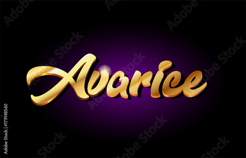 avarice 3d gold golden text metal logo icon design handwritten typography