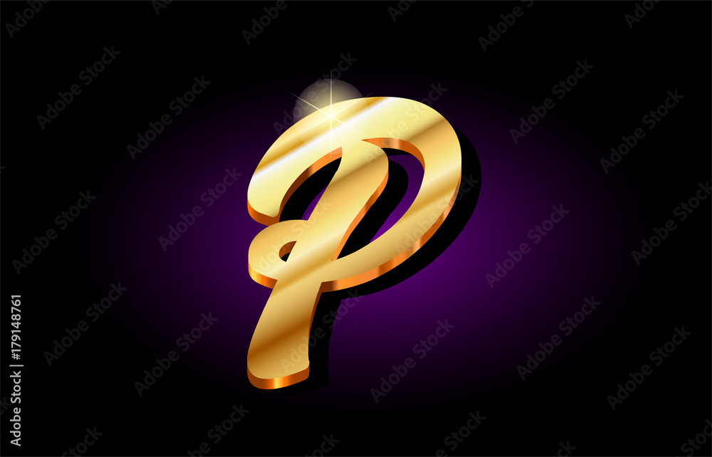 p alphabet letter golden 3d logo icon design p alphabet letter golden 3d logo icon design
