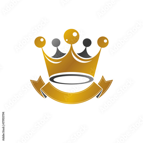 Royal Crown emblem. Heraldic vector design element. Retro style label, heraldry logo. Ancient logotype isolated on white background.
