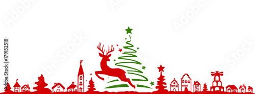 Weihnachten Stadt Baum Hirsch