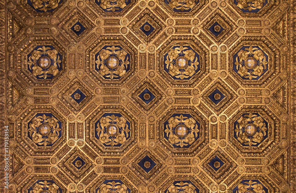 Ceiling decoration, octagonal texture, old fashioned pattern