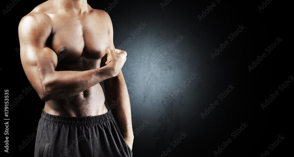 Close-up photo of afro american musculary young man Close-up photo of afro american musculary young man