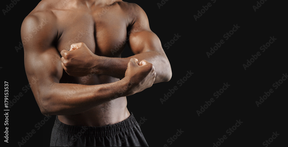 Close-up photo of afro american musculary young man
