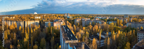 Panorama from Pripyat the abandoned city in Ukraine