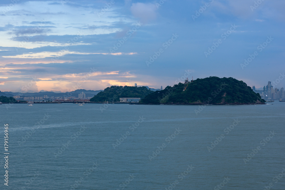 Early morning on approaches to Panama canal