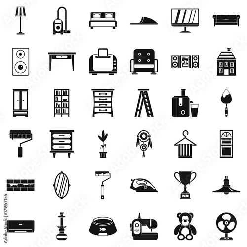 Home icons set, simple style