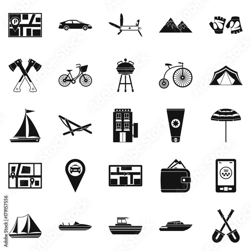 Across the border icons set, simple style