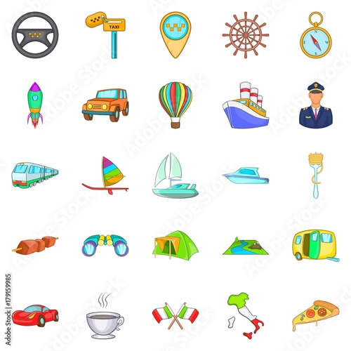 International icons set, cartoon style